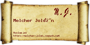 Melcher Jolán névjegykártya